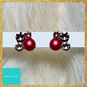 Pearl Cluster Earrings w/ Swarovski Crystals in Chocolate Gold by Origami Owl